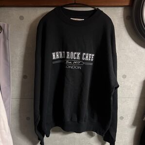 【XL】HARD ROCK CAFE ロンドン 刺繍ロゴ スウェット 黒 古着 ビンテージ 90s