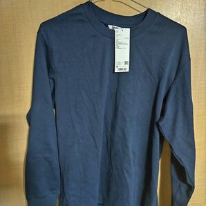 新品 ユニクロ エアリズムコットンクルーネックT M ネイビー ユニセックス