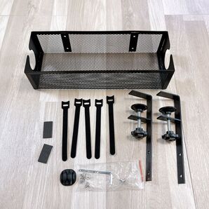 ケーブルトレー メッシュタイプ クランプ タップ収納 電源タップ デスク下 黒