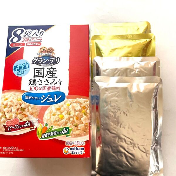 ユニ・チャーム グランデリ 低脂肪設計 国産鶏ささみ入りジュレ ほぐし 12袋