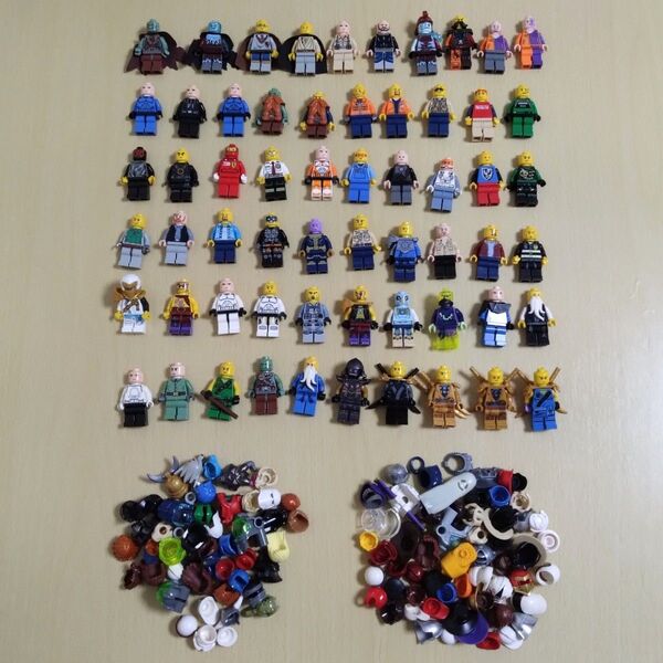 97【ジャンク】 レゴ ミニフィグ LEGO 人形 ハゲ 禿 帽子 カツラ ヅラ 等