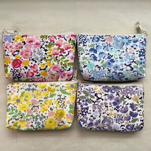 ☆カードサイズポーチ☆《コットンこばやし花柄》小花柄アソート4色セット