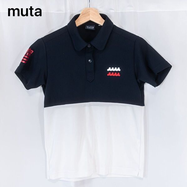☆美品☆ muta MARINE ムータマリン ポロシャツ ゴルフ バイカラー ロゴ レディース 半袖