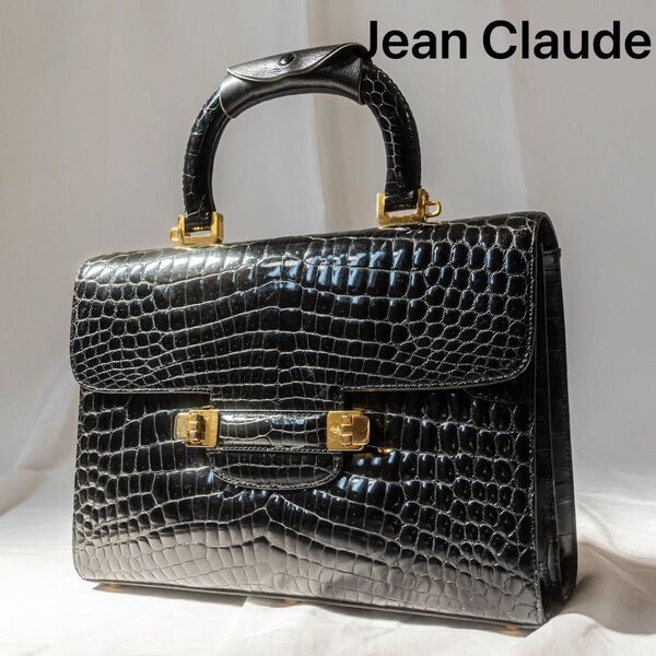 ☆美品☆ Jean Claude ジャン・クロード ハンドバッグ シャイニングクロコ ゴールド金具 自立 ワニ革 冠婚葬祭
