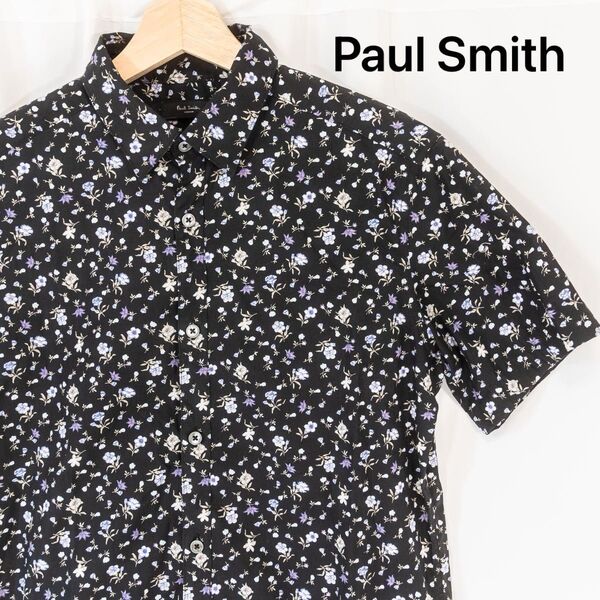☆美品☆ Paul Smith ポールスミス 半袖シャツ ドレスシャツ 花柄 総柄 フラワー メンズ M