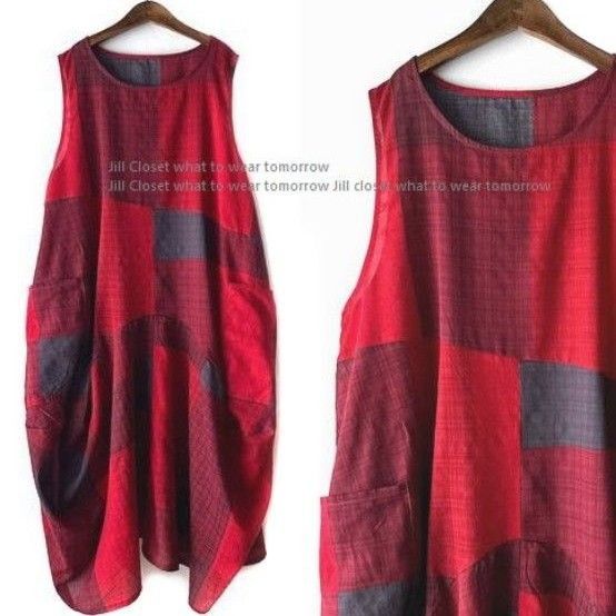 新品パッチワーク風 ブロックART*タックデザインノースリーブ ワンピース