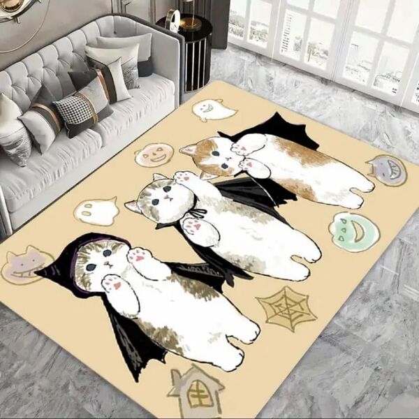ハロウィン 猫 モフサンド フロアマット ベージュ カーペット 200cm×160cm 未使用 未開封 大判