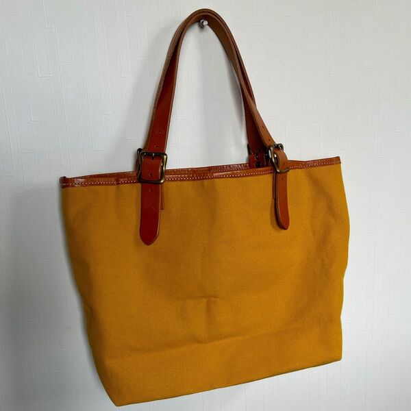 Trois Clefs トワクレ トートバッグ 倉敷帆布×栃木レザー カラシ A4サイズ可