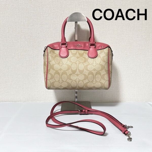 COACH 2WAYバッグ F58312 シグネチャー×ピンクベージュ ハンド&ショルダー 028