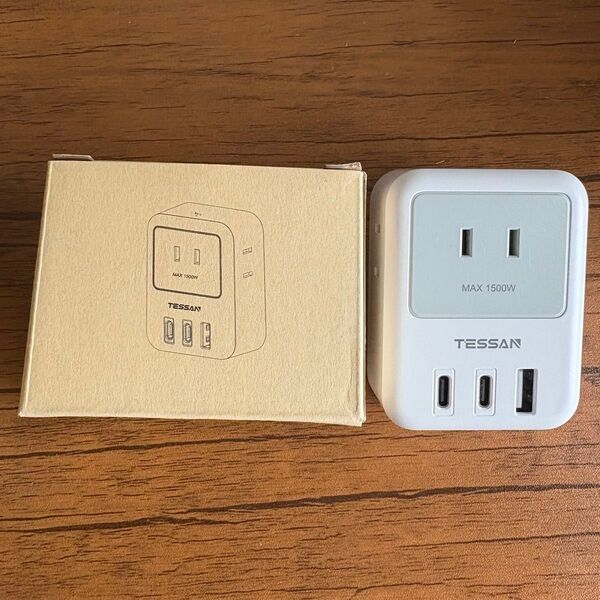 TESSAN コンセント コンセントタップ Cタイプ 電源タップ 雷ガード付 小型軽量