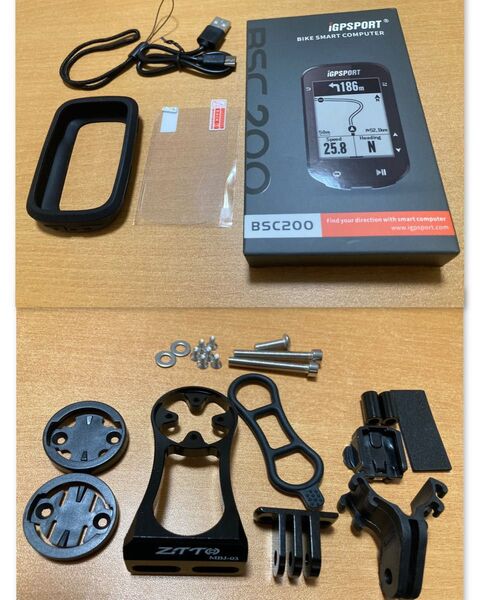 未使用 igsport BSC200 サイクルコンピュータ・サイクルコンピュータ、アルミマウントアダプター・ケースなど