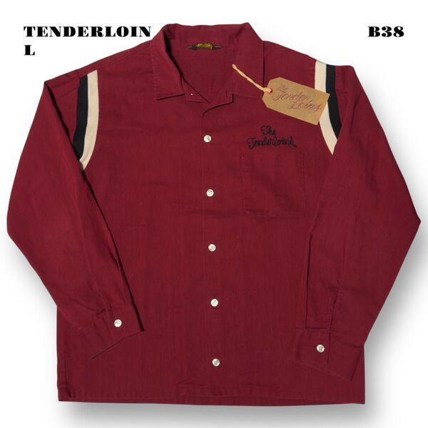 希少品! TENDERLOIN tenderloin テンダーロイン BOWLING 長袖 シャツ ボーリング ボウリング L 赤