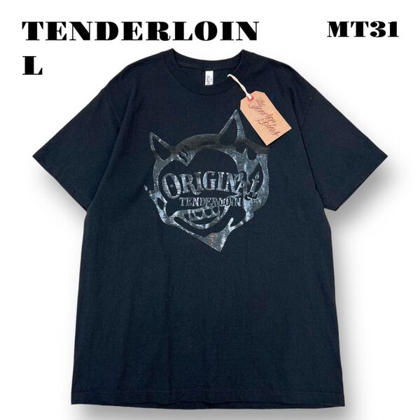 人気品! TENDERLOIN tenderloin テンダーロイン TEE PFP 半袖 Tシャツ ブラック イエロー 黒黄 L