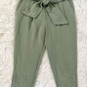 【MANGO SUIT】カジュアルパンツ ウエストリボン スモーキーグリーン