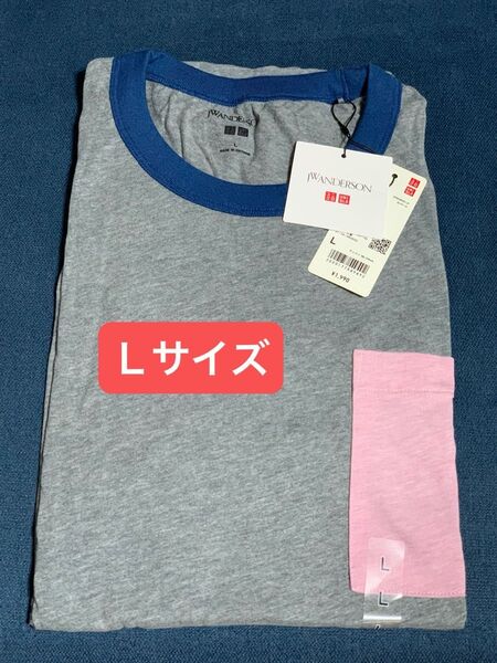 新品即決!★Lサイズ★JW アンダーソン★グレー/ピンク★ユニクロ ポケットTシャツ★UNIQLO JW ANDERSON★