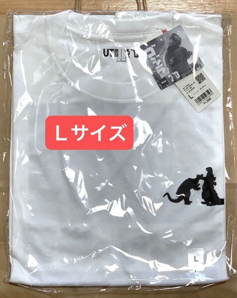 新品即決!★Lサイズ★ゴジラ 70th 東宝特撮怪獣映画★ゴジラの逆襲★GODZILLA★ユニクロ Tシャツ白ホワイト★