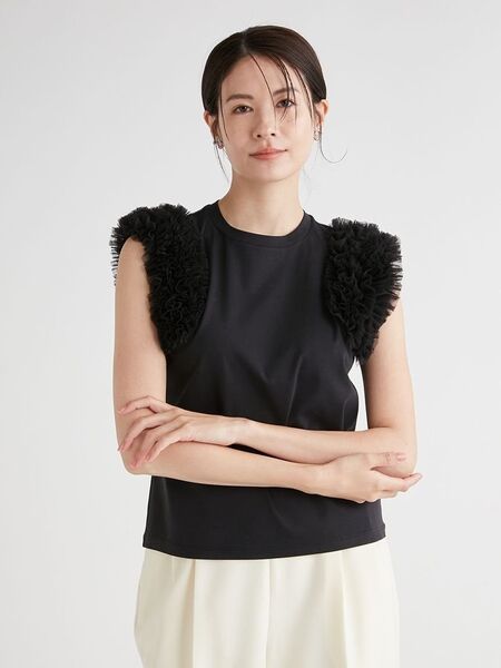 CELFORD セルフォード 袖チュールTシャツ サイズ38 訳あり カットソー トップス