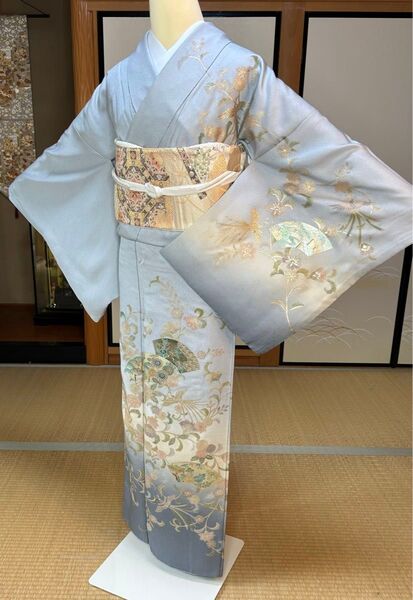 4点フルセット 正絹 豪華訪問着 袋帯 帯締め帯揚げ