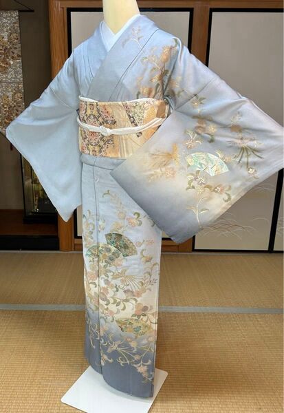 4点フルセット 正絹 豪華訪問着 袋帯 帯締め帯揚げ