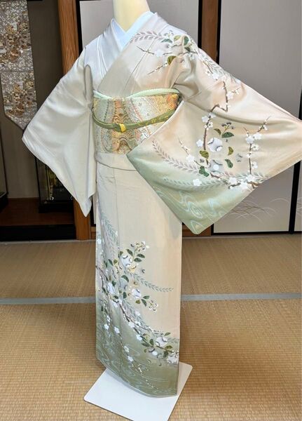 4点フルセット 正絹辻が花文様訪問着 袋帯 帯締め帯揚げ