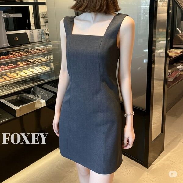 【美品】FOXEY フォクシー ワンピース グレー 42 XLサイズ