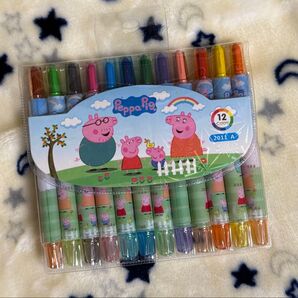 【新品・未使用】ペッパピッグ 回転クレヨン クレヨン 12色セット 26
