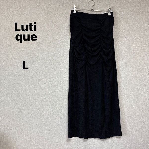lutique レディース ロング タイト スカート ドレス ブラック サイズL