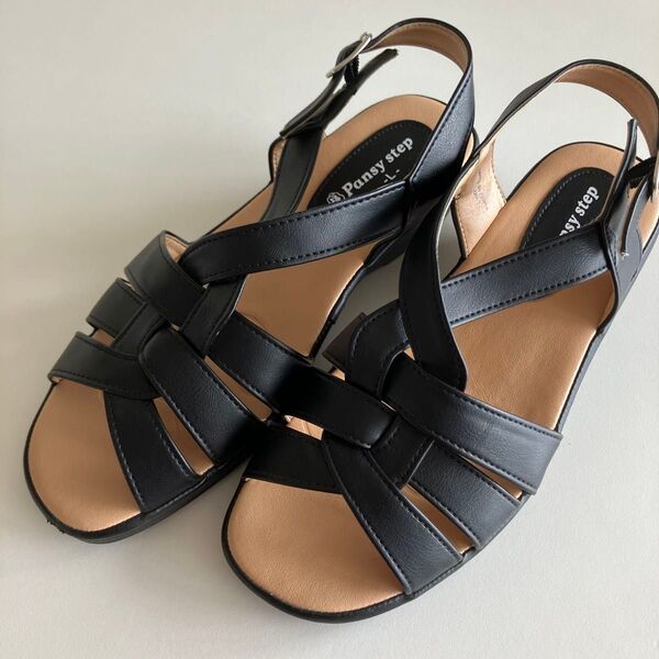 Pansy step パンジー ストラップサンダル レディース L 24〜24.5cm相当 ブラック 中古