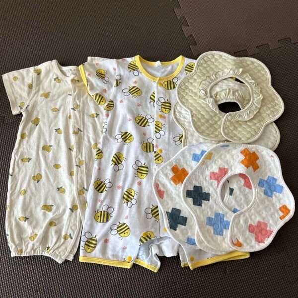 ベビー服まとめ売り半袖ショートオール 80サイズ 防水スタイ