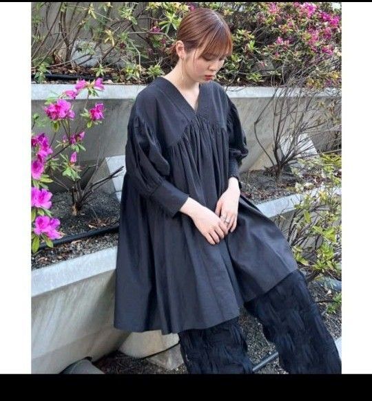 KBFボリュームギャザーミニワンピース(BLACK)