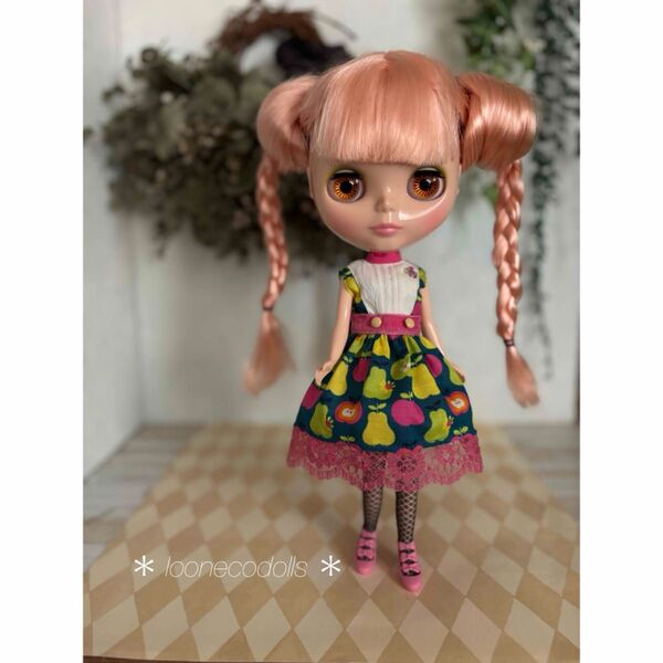 ノースリピンタックワンピ フラワー *ブライスアウトフィット ネオブライス アウトフィット Blythe