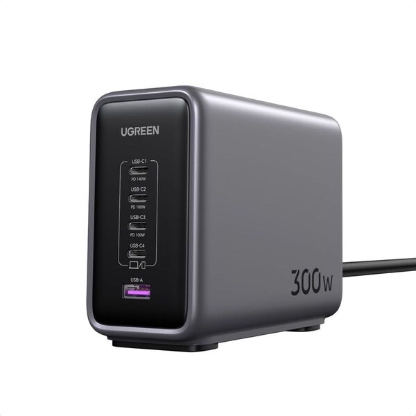UGREEN Nexode 300W 充電器 PD3.1対応 5ポート同時急速充電 4 USB-C&1 USB-A 縦式省スペース