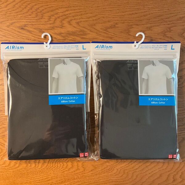 ユニクロ UNIQLO エアリズムコットン クルーネックT ブラック 男性用 Lサイズ