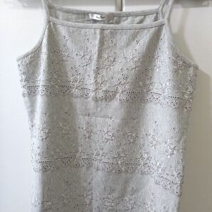 ★お値下★ spring field スプリングフィールド 刺繍 キャミソール インナー トップス グレー 状態良 ゆったり