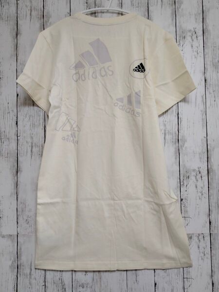 adidas ワンピース Tシャツ レディース オフホワイト ハートロゴ 未使用