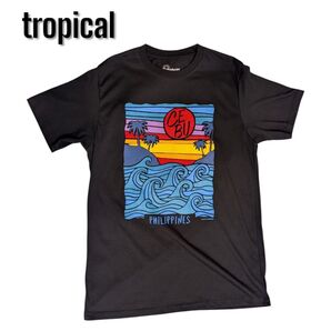 【一点物】tropical 南国グラフィックTシャツ/ブラック