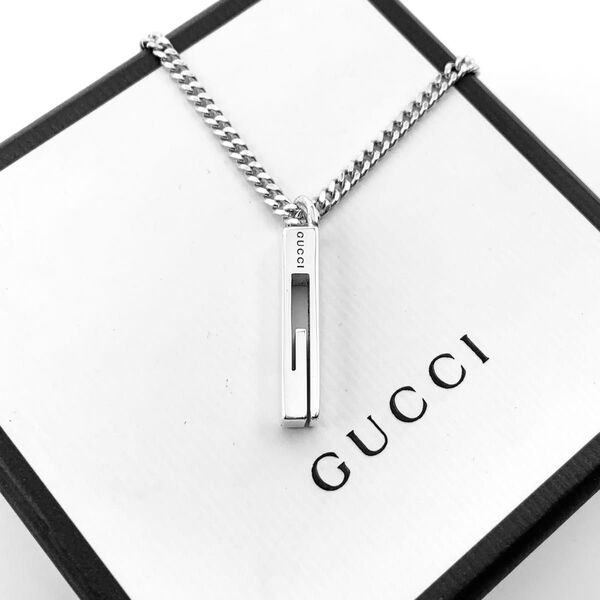 【鏡面仕上/美品】GUCCI カットアウトG ネックレス インターロッキング グッチ
