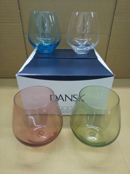 DANSK ダンスク タスカニー カラー タンブラー グラス コップ 4個セット ブルー クリア グリーン ピンク