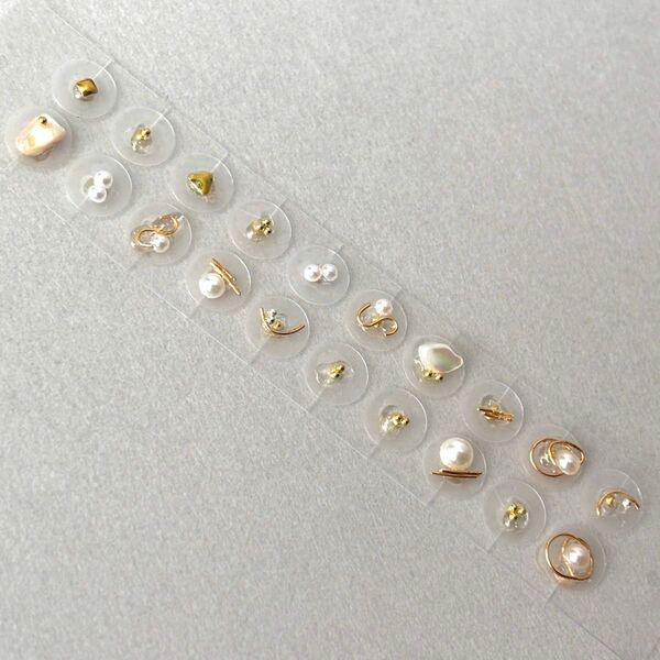 耳つぼジュエリー 耳ツボジュエリーゴールド ワイヤー パール シェル 金属アレルギー対応 ステンレス 20粒 金粒