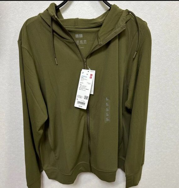 レディース L ユニクロ エアリズムUVカットフルジップパーカ オリーブ L