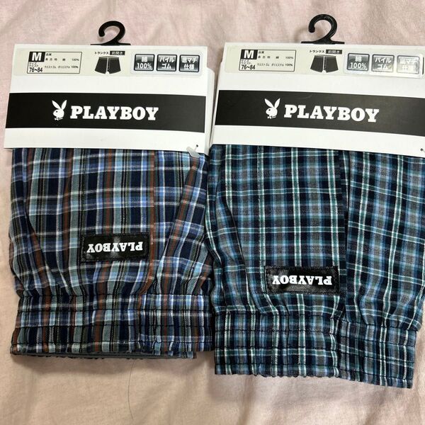 M メンズトランクスPLAYBOY トランクス Mサイズ 2枚セット 新品 未使用 前開き 綿100