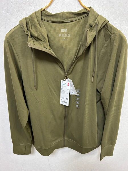 レディース LL ユニクロ エアリズムUVカットフルジップパーカ オリーブ XL 未使用