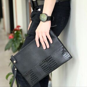 クラッチバッグ メンズ クロコダイル柄 セカンドバッグ 新品