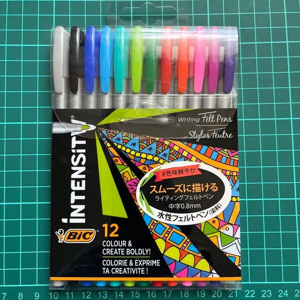 ビック水性 ペン カラー セットIntensity ミディアム フェルトペン 0.8mm 中字 12色 ITS-FEPMDPK12