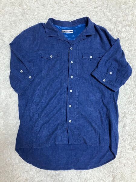 【RIELABO】(NICOLE CLUB FOR MEN) 半袖シャツ青