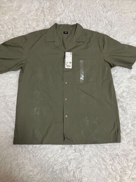 新品未使用タグ付き UNIQLO ユニクロ オープンカラーシャツ M オリーブ