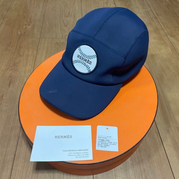 エルメス ワッペン付きベースボールキャップ ネイビー サイズ59