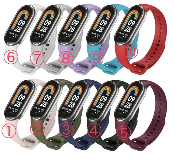 【2本セット】 Xiaomi Smart Band 8 9用交換バンド ※①〜⑩の中から2本ご選択ください(同色2本は不可)
