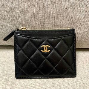 シャネル CHANEL コンパクト財布 ウォレット コインケース カードケース ミニ財布 ラムスキン ブラック