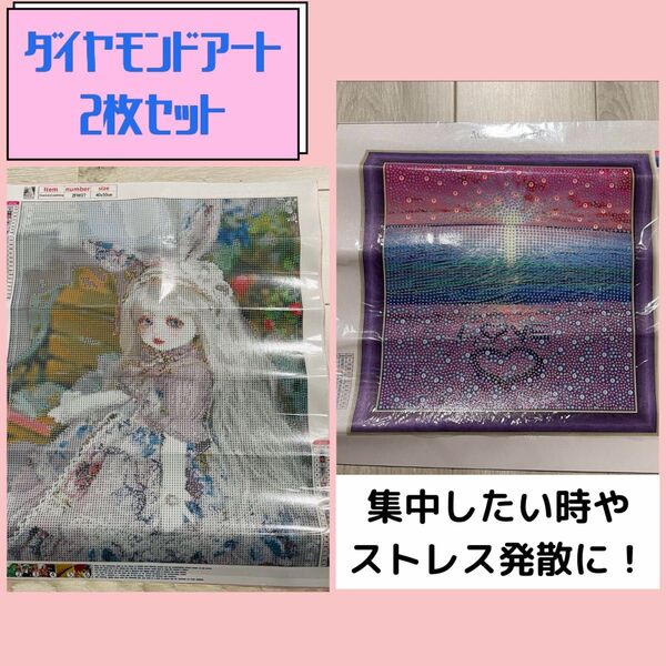 2枚まとめ売り ダイヤモンドアート ストレス発散 ハンドメイド アート 絵画キット 手作りキット 集中